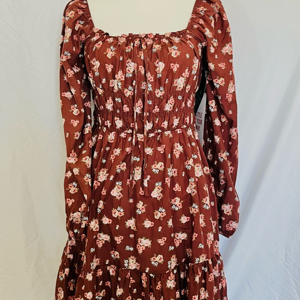 Celebrity Pink Floral Long Sleeve Dress - Brown and Pink